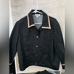 Vintage St. John Sport By Marie Gray Denim Jacket With Gold Trimming